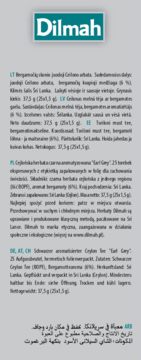 Dilmah Ceylon Earl Grey tea packaging with product details in Lithuanian, Polish, German, and Arabic, 37.5g.