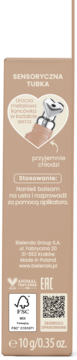 Tył opakowania Bielenda Plumping PDRN Glossy Balsam do Ust, z instrukcją użycia i sercem aplikatora.