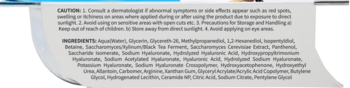 Madforcos In-depth Moisture Biocellulose Mask label, angled view showing caution and ingredients list.