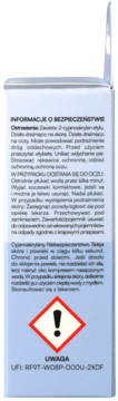 Strona opakowania kleju do paznokci Neess z ostrzeżeniem o cyjanoakrylanie i piktogramem zagrożenia.