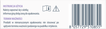 Tył opakowania kropli do oczu Starazolin Blue Light: instrukcje, termin ważności, symbole, kod kreskowy.
