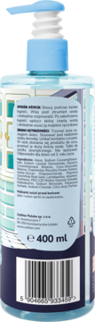 Tył niebieskiej butelki płynu do kąpieli i mycia ciała Bluey 400 ml, z etykietą zawierającą skład i kod EAN.