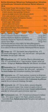 Tył opakowania napoju owsianego Barista karmel. Widoczne szczegółowe wartości odżywcze i instrukcje przechowywania.