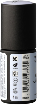 Tył czarnej butelki magnetycznego lakieru hybrydowego Japan Cat Eye Okinawa 4 ml, z jasną etykietą, kodem i ikonami.