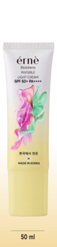 Krem érnè SENSITIVE INVISIBLE LIGHT CREAM SPF 50+ PA++++, biała tubka z barwnymi swashami, Made in Korea, 50 ml.