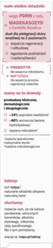 Panel etykiety dermokosmetyku z PDRN, Madekasozydem i torfem tolpa, dla skóry wrażliwej. Biało-różowa.