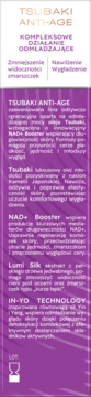 Fioletowe opakowanie kremu pod oczy Tsubaki Anti-Age. Redukuje zmarszczki, cienie, nawilża, z Tsubaki i NAD+.