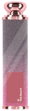 Pomadka do ust 'Pink About It' w brokatowej tubce z gradientem srebrno-różowym i rose gold akcentami.