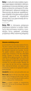 Tekstowy opis serum Bioliq PRO Intensive Revitalizing w języku angielskim i polskim na białym i pomarańczowym tle.