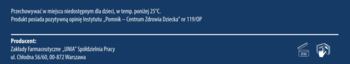 Banner z informacjami o kremie Alantan Sensitive, biały tekst o opinii Centrum Zdrowia Dziecka na granatowym tle.