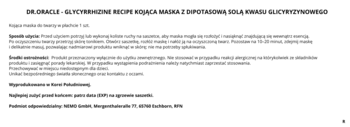 Informacje o Dr. Oracle Glycyrrhizine Recipe Kojąca Maska z Dipotasową Solą. Biała strona z tekstem.