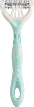 Wilkinson Sword Xtreme3 Beauty Sensitive: miętowo-biała maszynka z 3 ostrzami i profilowaną rączką, widok z przodu.