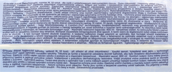 Tylna strona opakowania facelle diskret pieluchomajtek, niebieskie tło, bloki tekstu, żółta linia.