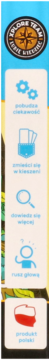 Pionowa grafika reklamowa gry logicznej: ikony kół zębatych, lupy, postaci, napisy "rusz głową", "produkt polski".