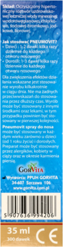 Pneumovit spray do nosa Gorvita 35ml, niebiesko-pomarańczowe opakowanie, widok z przodu, instrukcje i skład.