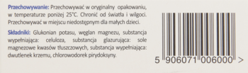 Tył opakowania suplementu NeoMag skurcz z polskim opisem przechowywania, listą składników oraz widocznym kodem kreskowym.