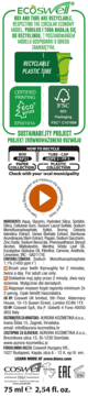 Opakowanie pasty ECOSWELL w białej tubce z zielonymi napisami o recyklingu i certyfikatami FSC. Widok z przodu.