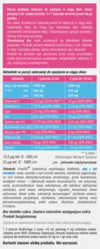 Bliska etykieta suplementu diety Multi Omega 3 Junior: tabela składu, składniki i instrukcje, po polsku.