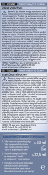 Spód opakowania Schwarzkopf Re-Nature DARK z listą zawartości: krem 50ml, szampon 22.5ml i instrukcje.