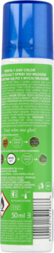 Tył opakowania sprayu do włosów Venita 1-Day Color Spring Green 50ml, z zieloną etykietą i opisem.