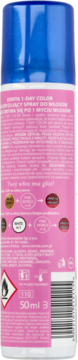 Tył różowo-niebieskiego sprayu Venita 1-Day Color Pink World 50ml, tymczasowej farby do włosów, z napisami.