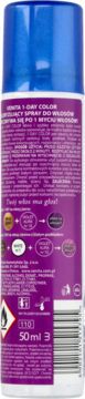 Tył fioletowego sprayu do włosów Venita 1-Day Color Violet Aura 50ml, z polską etykietą i kodem kreskowym.