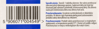 Tył opakowania suplementu na oczy z kodem kreskowym 5906071004549 i opisem składników produktu.