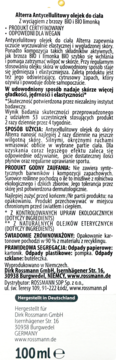 Tył opakowania Alterra Antycellulitowy olejek do ciała 100ml, z opisem, składnikami i użyciem w j. polskim.
