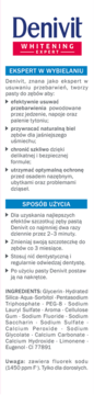 Front opakowania Denivit Whitening Expert, pasty do zębów, białej z niebieskimi detalami i tekstem o wybielaniu.