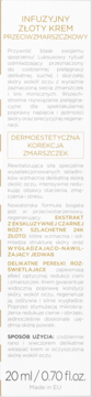 Etykieta kremu przeciwzmarszczkowego ze złotem 24K i czarną różą, na białym tle, 20ml.