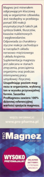 Opakowanie Pro Magnez suplementu diety, widok z przodu. Zawiera wysoko przyswajalny cytrynian magnezu.