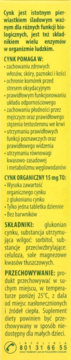 Żółta etykieta Cynk Organiczny 15 mg, 1 tabletka dziennie, glukonian cynku, bez barwników, tył opakowania.