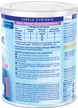 BEBILON Prosyneo HA 1,mleko modyfikowane dla niemowląt, od urodzenia, HA 1,lewa