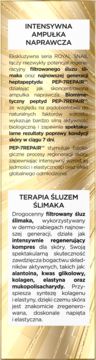 Przednia etykieta ampułki Royal Snail: intensywna naprawa z filtrowanym śluzem ślimaka i peptydem PEP-7REPAIR.