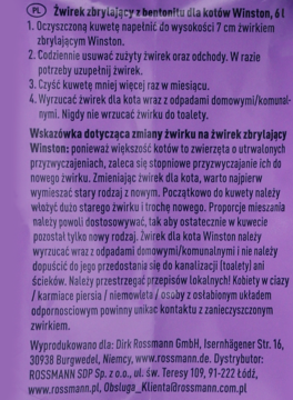 WINSTON ,żwirek zbrylający dla kotów,lewa