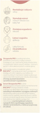 Ulotka Skrzypovita PRO z korzyściami dla włosów: rewitalizacja, stymulacja wzrostu, mniej wypadania.