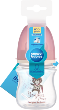 CANPOL BABIES EasyStart ,butelka antykolkowa, 120 ml, 0m+, różne rodzaje,lewa
