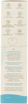Tył beżowego opakowania Zdrowo Namieszane z tekstem i ikonami o bezglutenowych składnikach i superfoods.