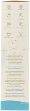 Side of cream-colored Zdrowo Namieszane mix box, showing healthy icons, Polish text, and blue wave bottom.