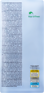 Tył opakowania Facelle Diskret Wkładki higieniczne extra plus. Szczegółowy opis, chłonność 210 ml, ochrona przed zapachem.