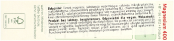Tył białego opakowania suplementu Altapharma Magnez 400 i Witamina B, z polskim opisem produktu.