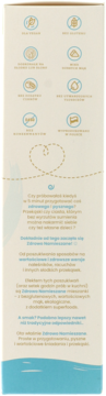 Bok opakowania ekologicznej mieszanki na gofry, beżowy, z ikonami: bez glutenu, GMO, bez cukru, bogaty w błonnik.