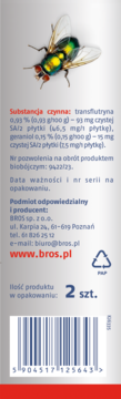 Tył opakowania BROS Duo-Decor płytki na owady, z ilustracją muchy, składem, kodem kreskowym i napisem 2 szt.