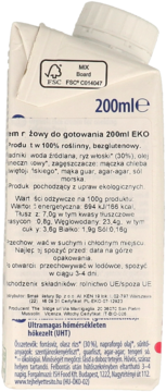 Krem ryżowy 200 ml EKO w białym kartonie, widok z tyłu z pełną etykietą składników i wartości odżywczych.