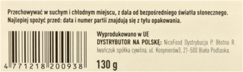 Tył opakowania chlebków pszennych sweet chili 130g, z kodem kreskowym i danymi dystrybutora w Polsce.