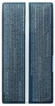 Ciemnoniebieski tył opakowania pieluchomajtek męskich rozmiar L z białymi pasami i nadrukowanymi informacjami.