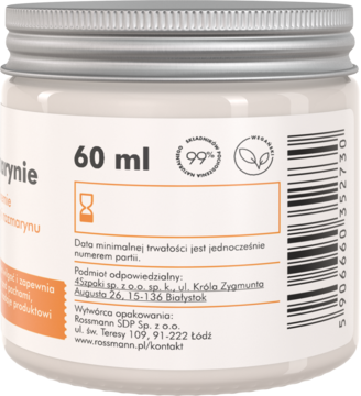 Tył białego słoiczka dezodorantu w kremie Manufaktura Piękna O Mój Rozmarynie 60 ml, widoczne dane producenta.