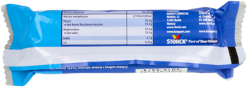 Tył niebiesko-białego opakowania produktu spożywczego Storck z widoczną tabelą wartości odżywczych.