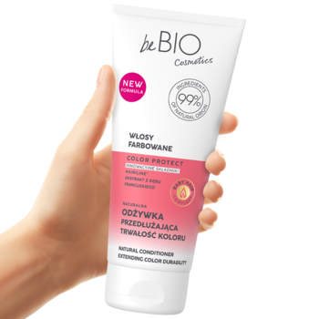 BEBIO COSMETICS Color Protect ,odżywka do włosów farbowanych, przedłużająca trwałość koloru,lewa