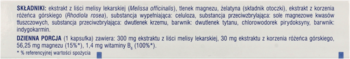 Detresan Max, fragment etykiety z listą składników i dzienną porcją ekstraktów roślinnych i witamin.